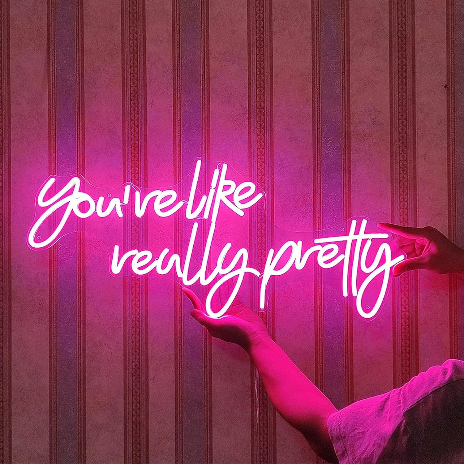 KIJyfgTR LED Neon Signs Neon Signs Motivational Words Pink LED Neon, Personalised Neon Signs For Living Room, Bedroom, Bar