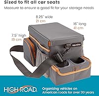 Vista 8 de High Road CarHop Organizador de asiento de automóvil para niños y adultos con bandeja portavasos, bolsillos laterales y compartimento refrigerante