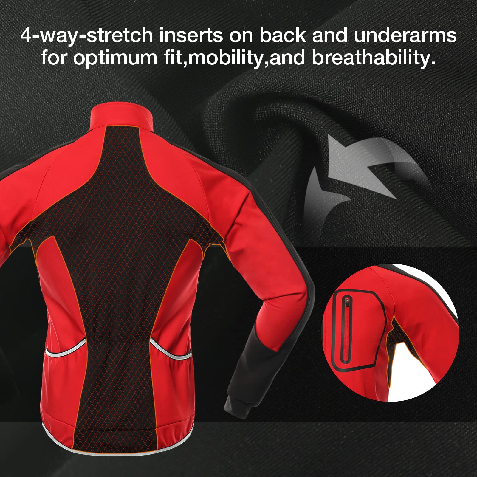 BERGRISAR Męska kurtka rowerowa, zimowa, softshell, polarowa, kurtka rowerowa, termiczna wiatrówka do biegania BG011
