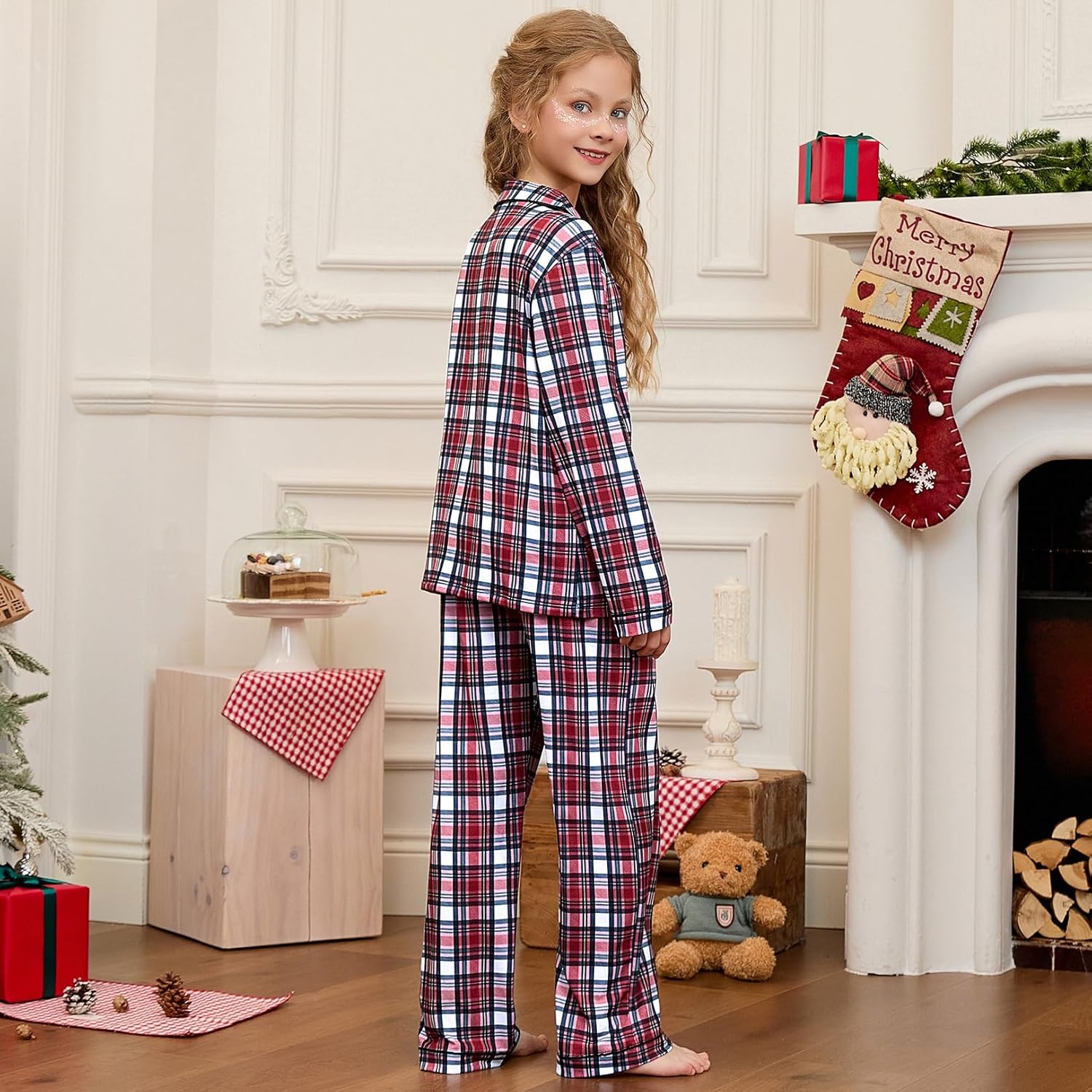 CHILDRENSTAR Girls Boys Pajamas Sets Long Sleeve Button Down 2 Pieces Nightwear Shirt Kids Lounge Set