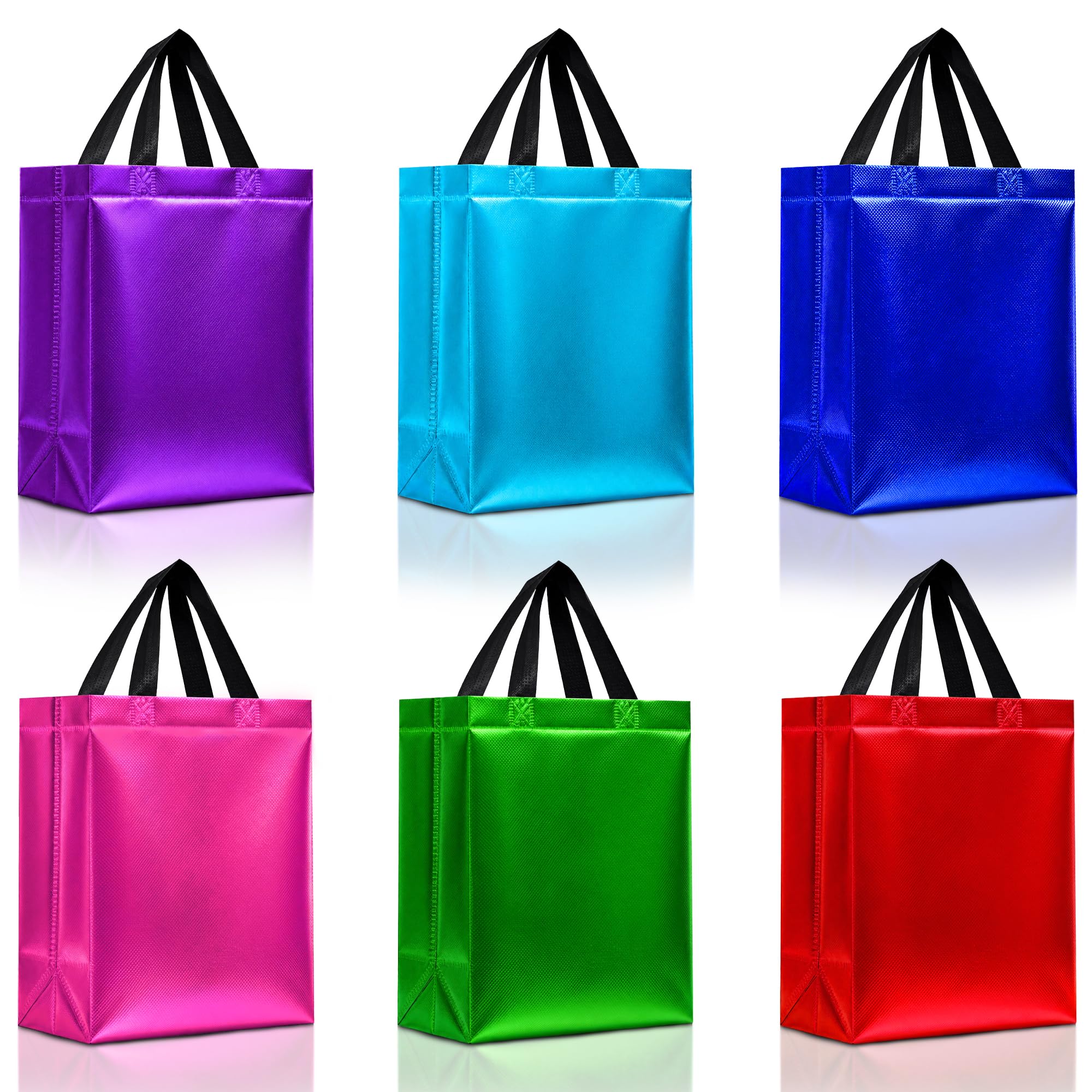 Sac cadeau réutilisable en tissu non tissé brillant lot de 12 pièces format 20x10x25cm