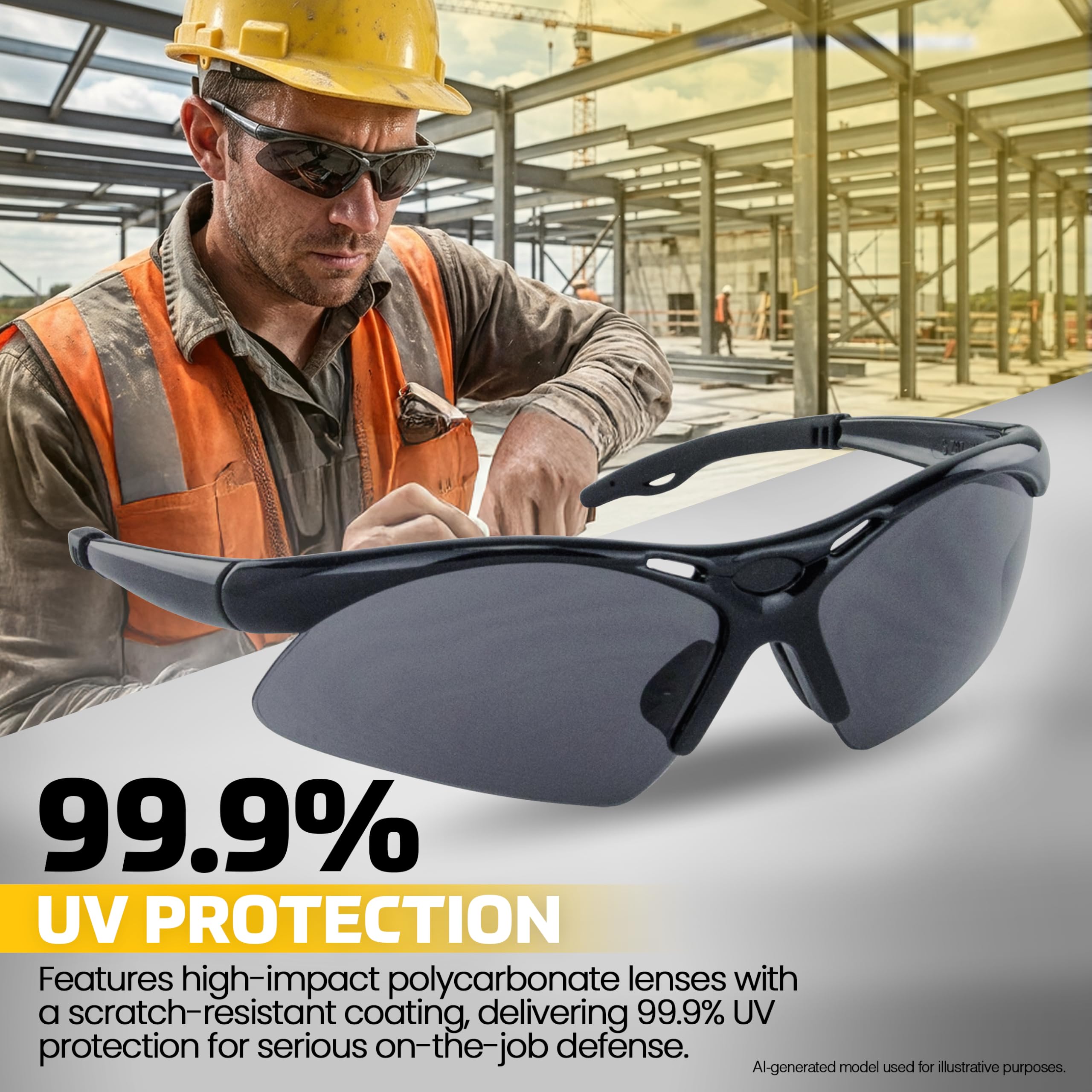 SAS Sécurité 540–0201 Diamondback Lunettes de sécurité Cadre noir, objectif ombré