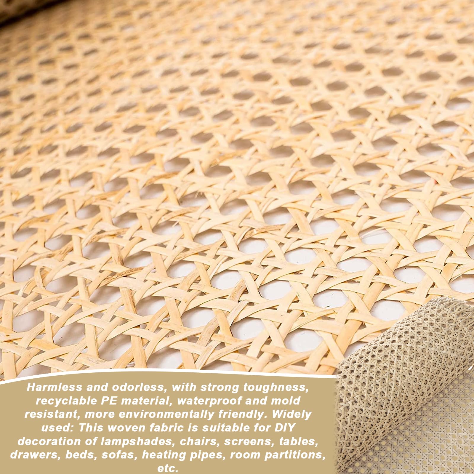 Rotolo Di Rattan Naturale 40x100 Cm - Fettuccia Intrecciata Per Riparazione Sedie, Decorazione Fai Da Te - Foto 8