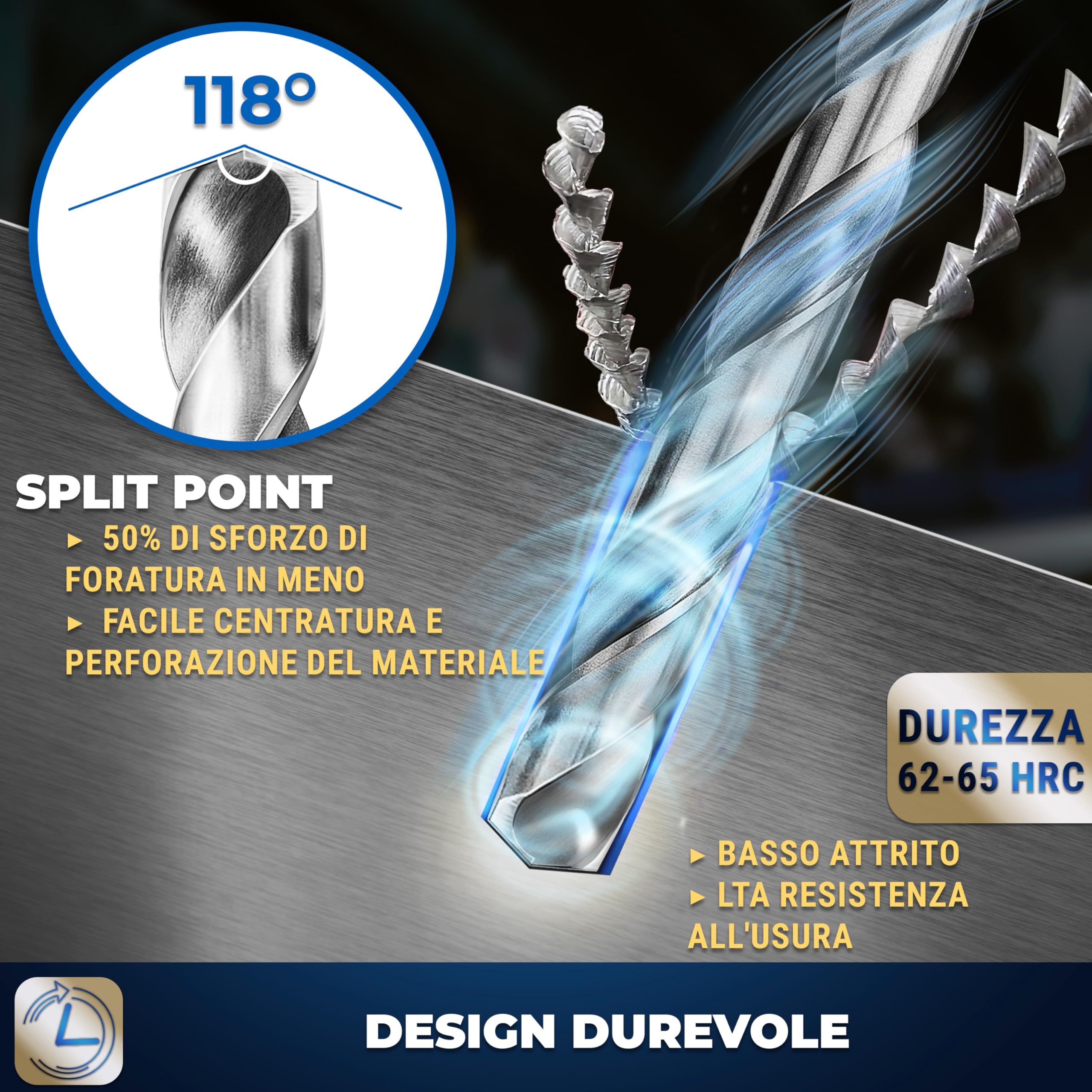 S&R 25 Punte Trapano Metallo Rettificate (1-13mm) 118 °, serie GM, DIN 338, HSS- Acciaio, Cassetta di metallo, Qualità Professionale