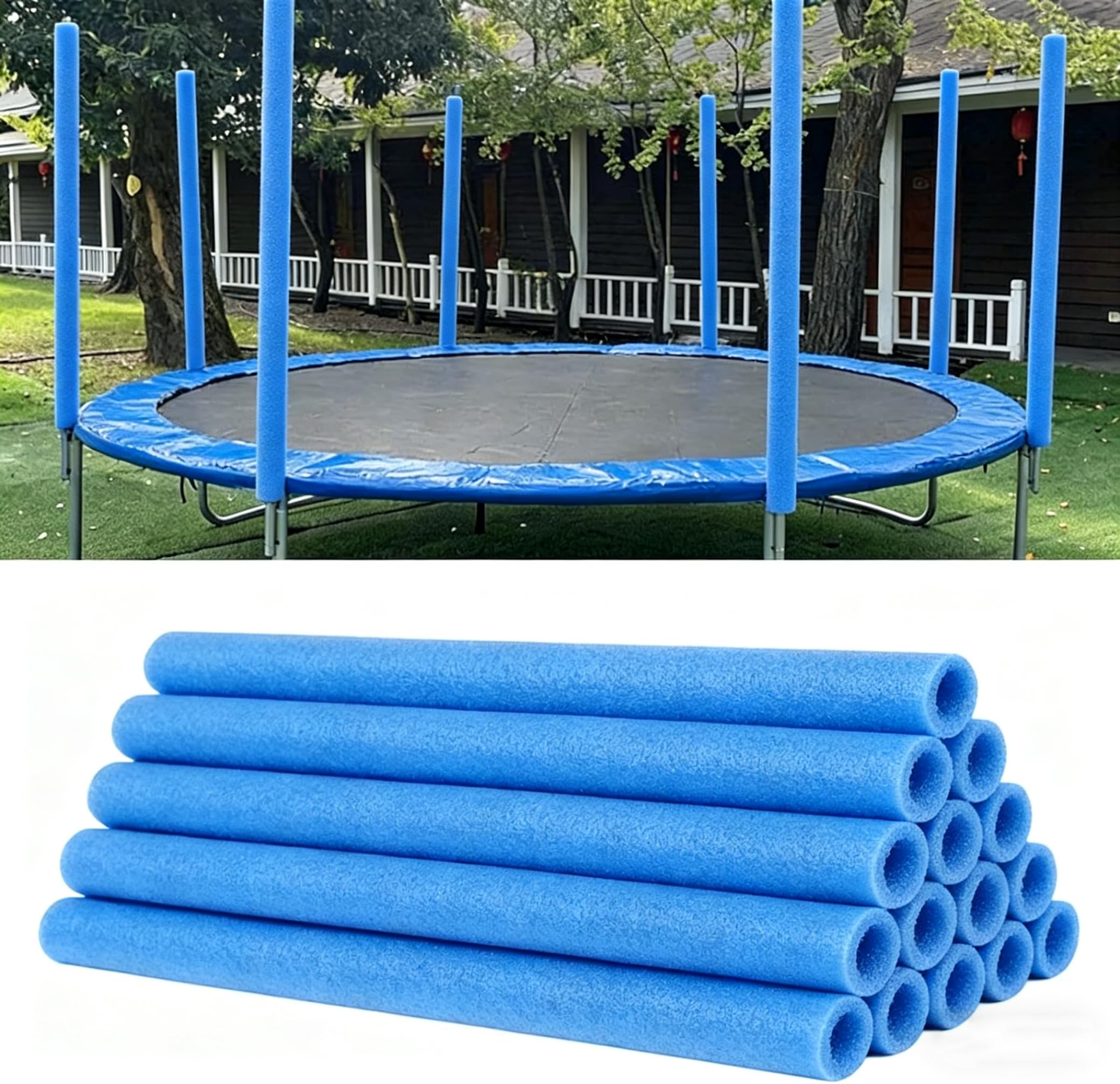 12PCS Trampoline Pole Foam Sleeves, 88cm and 40cm Waterproof Round Tube Protective Trampoline Spring Cover Padding, Foam Tubing Protective Trampoline Net Pole, Trampoline Accessories (Blue, 88cm)
