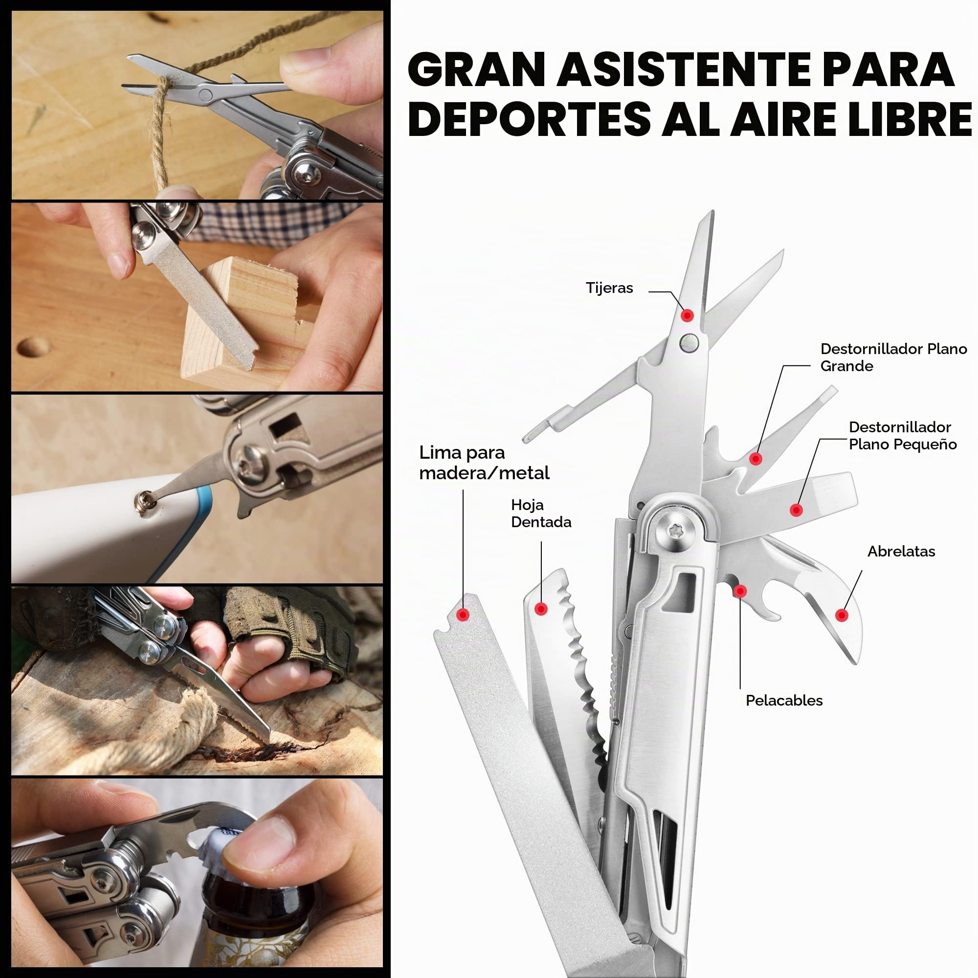 Swiss+Tech Alicate Multiuso 16 en 1, Navaja de Acero Inoxidable con Bolsa Oxford, Multiherramienta Plegable, Multifunción Sierra para Acampada y Senderismo, etc