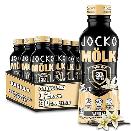 Miniatura 1 de Jocko Mölk Batidos de proteína de vainilla  Bebidas de proteínas con sabor natural aptas para KETO sin azúcar añadido 106oz de proteína alimentada
