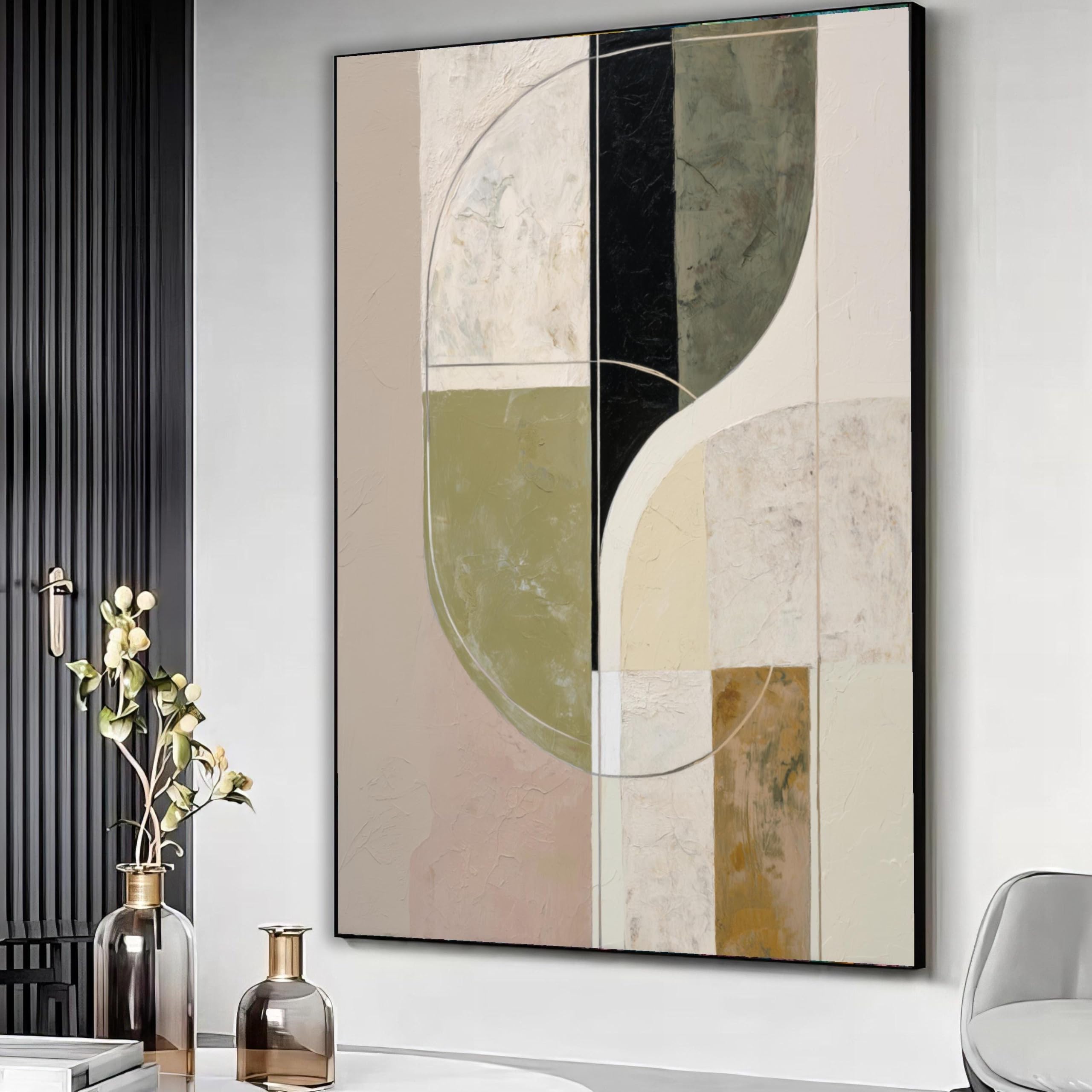 Tableau abstrait géométrique sur toile de décoration salon 60x80 - 8