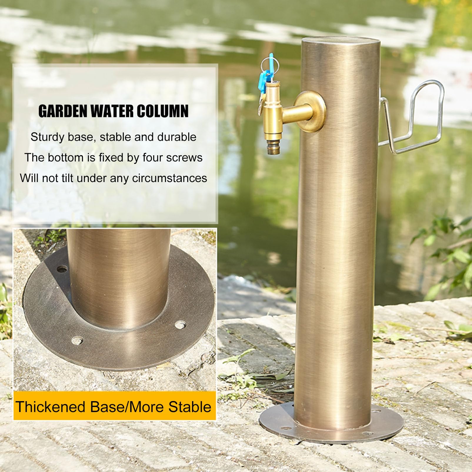 Grifo de Columna de Agua para Exteriores, Llave de Agua de latón para Manguera, hidrante de jardín anticongelante, Grifo para Fuente de jardín, Fuente de Agua de Montaje