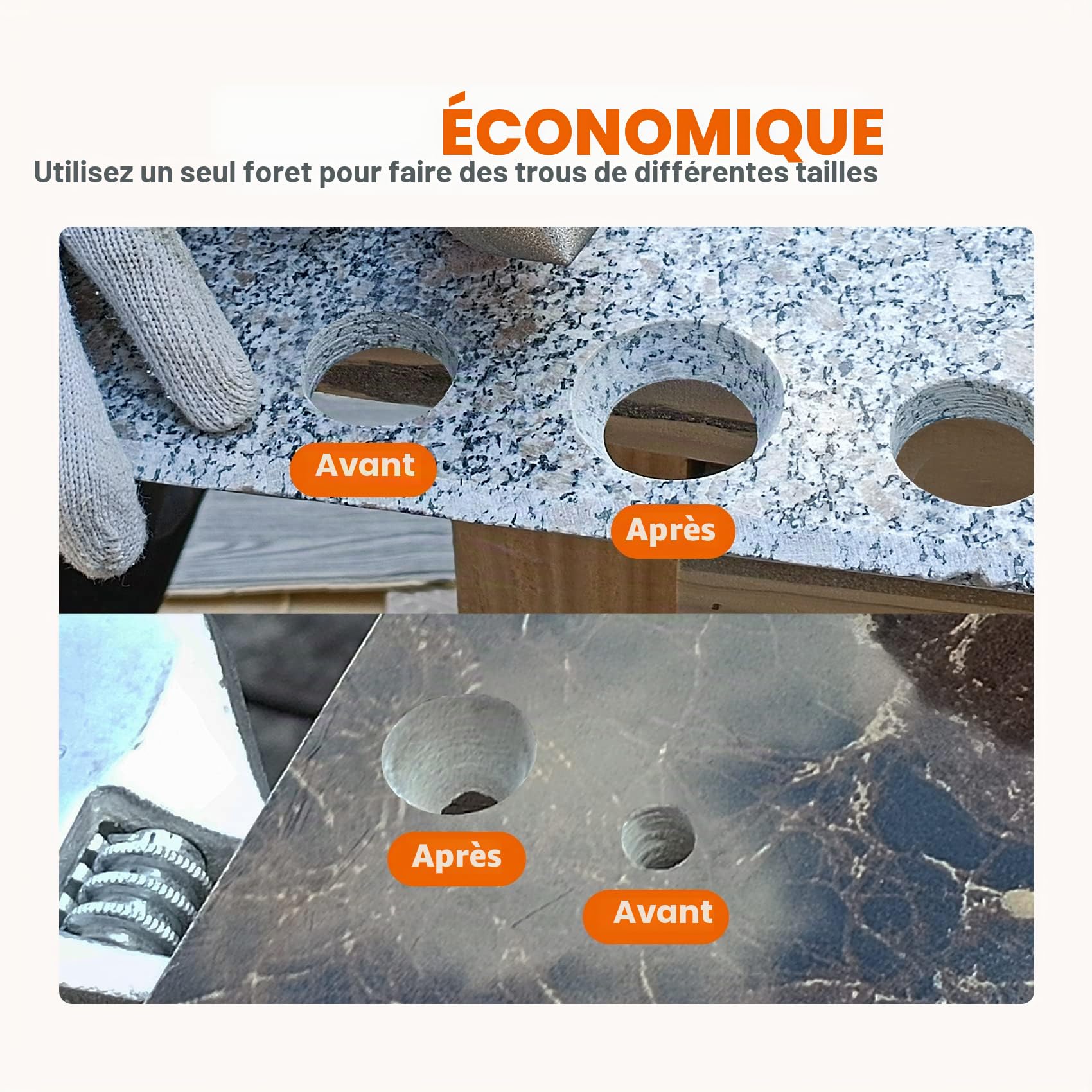 fraise diamant carrelage 50mm – BRSCHNITT mèche de chanfrein diamantée foret biseauté pour façonner l'élargissement, nettoyer les trous existants de granit, marbre et porcelaine