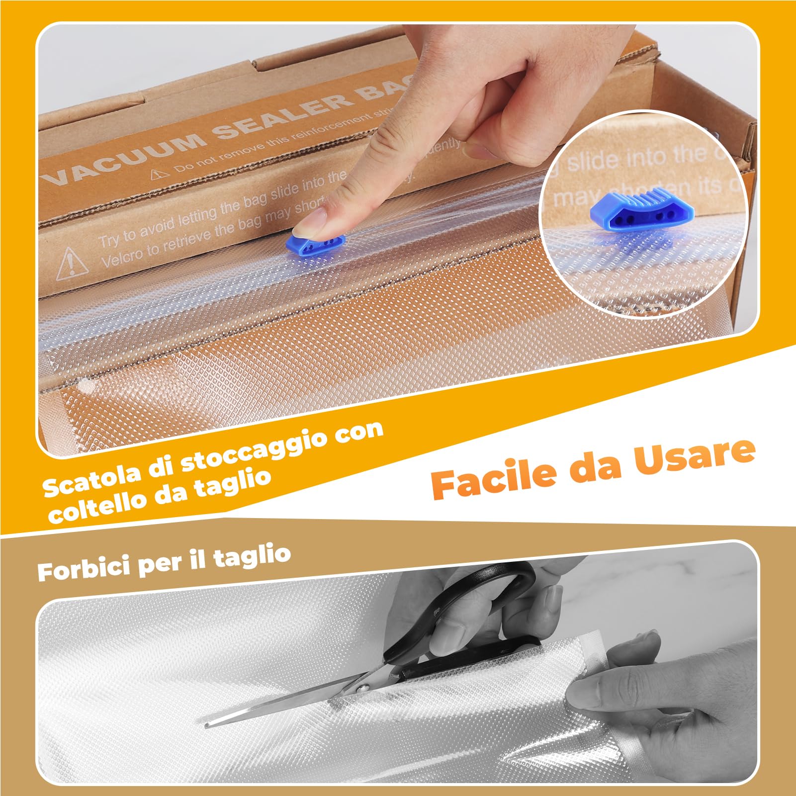 Sacchetti Sottovuoto Alimenti Rotoli 28x3000cm con Taglierina, Goffrato Sacchetti Sottovuoto Senza BPA, per Congelatore, Sous Vide Cottura e Macchine Sottovuoto