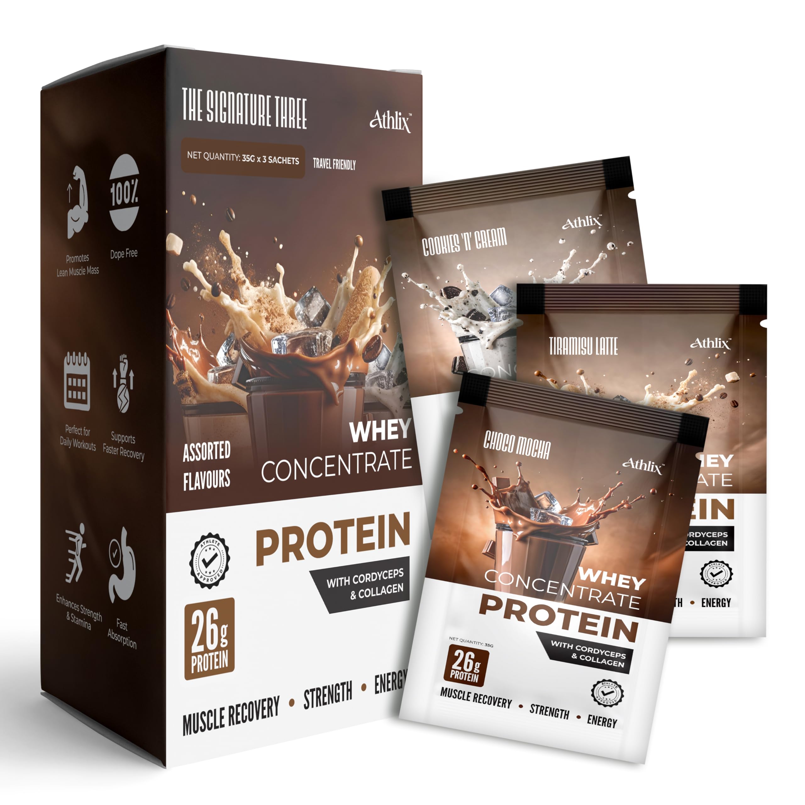 Whey Protein Concentrate – 26g Protein Assorted Flavours (35 x 3 Sachets)-image-3