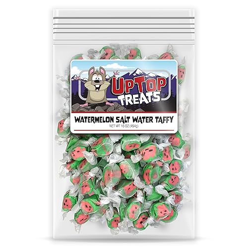 Caramelo de agua salada de sandía, 16 onzas, dulces gourmet antiguos, deliciosos dulces masticables a la antigua, sin gluten, fabricados en los
