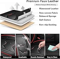 Vista 6 de otoez Juego completo de fundas de asiento de automóvil, 5 asientos de cuero para automóvil, protector de cojín negro para asiento delantero