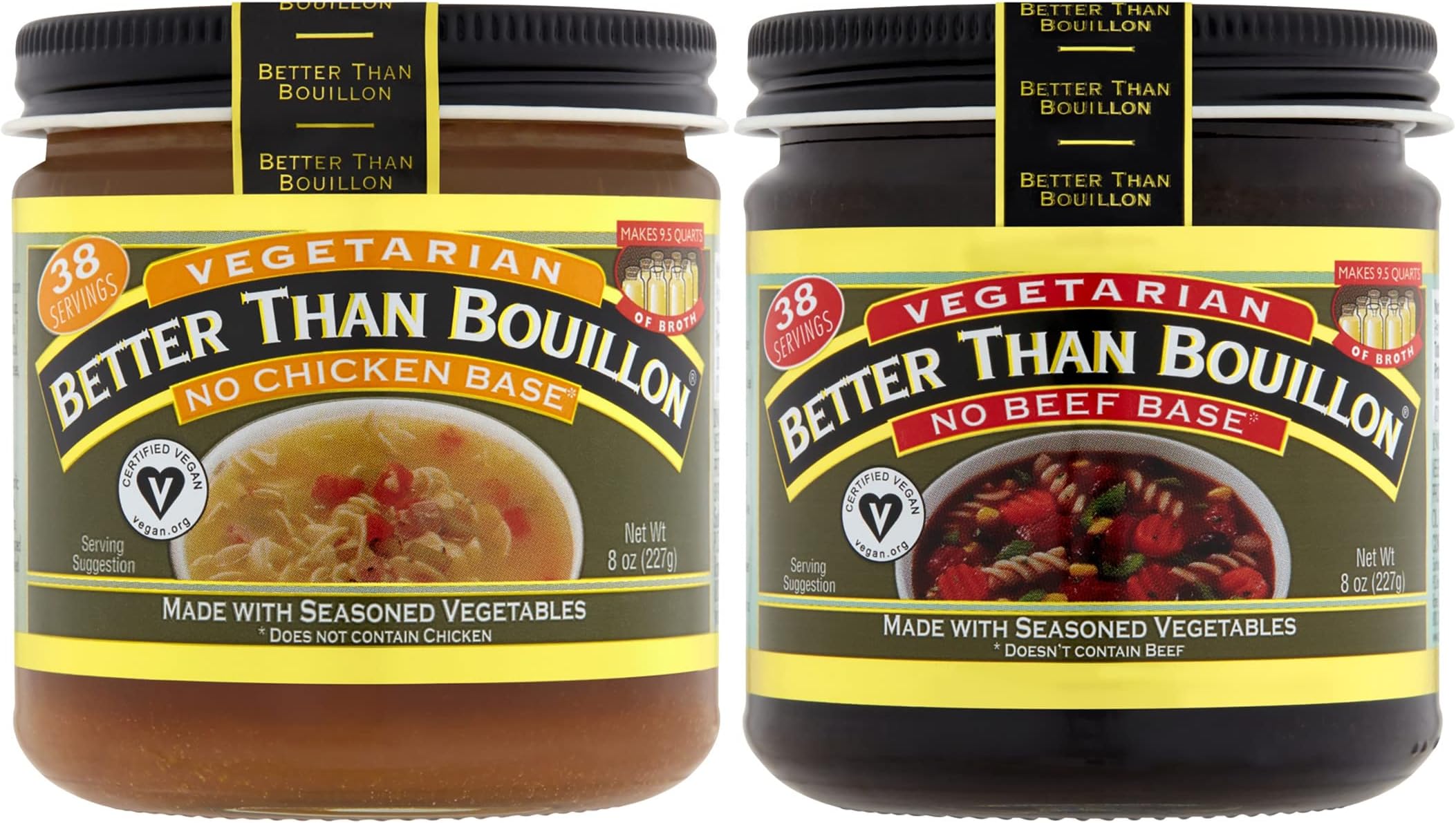 Vegetarian Base Variety Pack, 1 Jar of No Chicken Base & 1 Jar of No Beef Base, 8 Ounce Jars (2 CT)