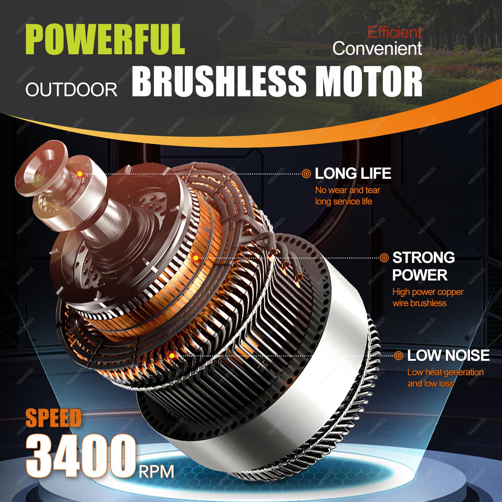 Cortacésped Autopropulsado Inalámbrico, Cortacésped Eléctrico Brushless 40V con Ajuste de Altura de Corte En 3 Posiciones, Batería de Litio 4000mah, Bolsa Recolectora de 40l,2 Batteries