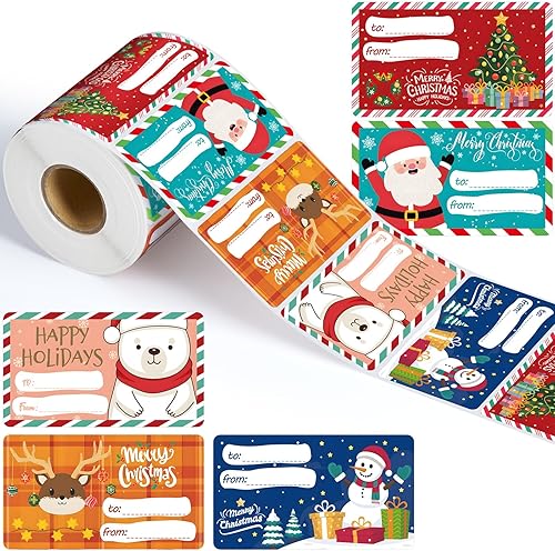 Vista 22 de Outus 500 etiquetas de Navidad, etiquetas autoadhesivas de regalo para regalos de Navidad, etiquetas de nombre de Navidad, etiquetas para papel