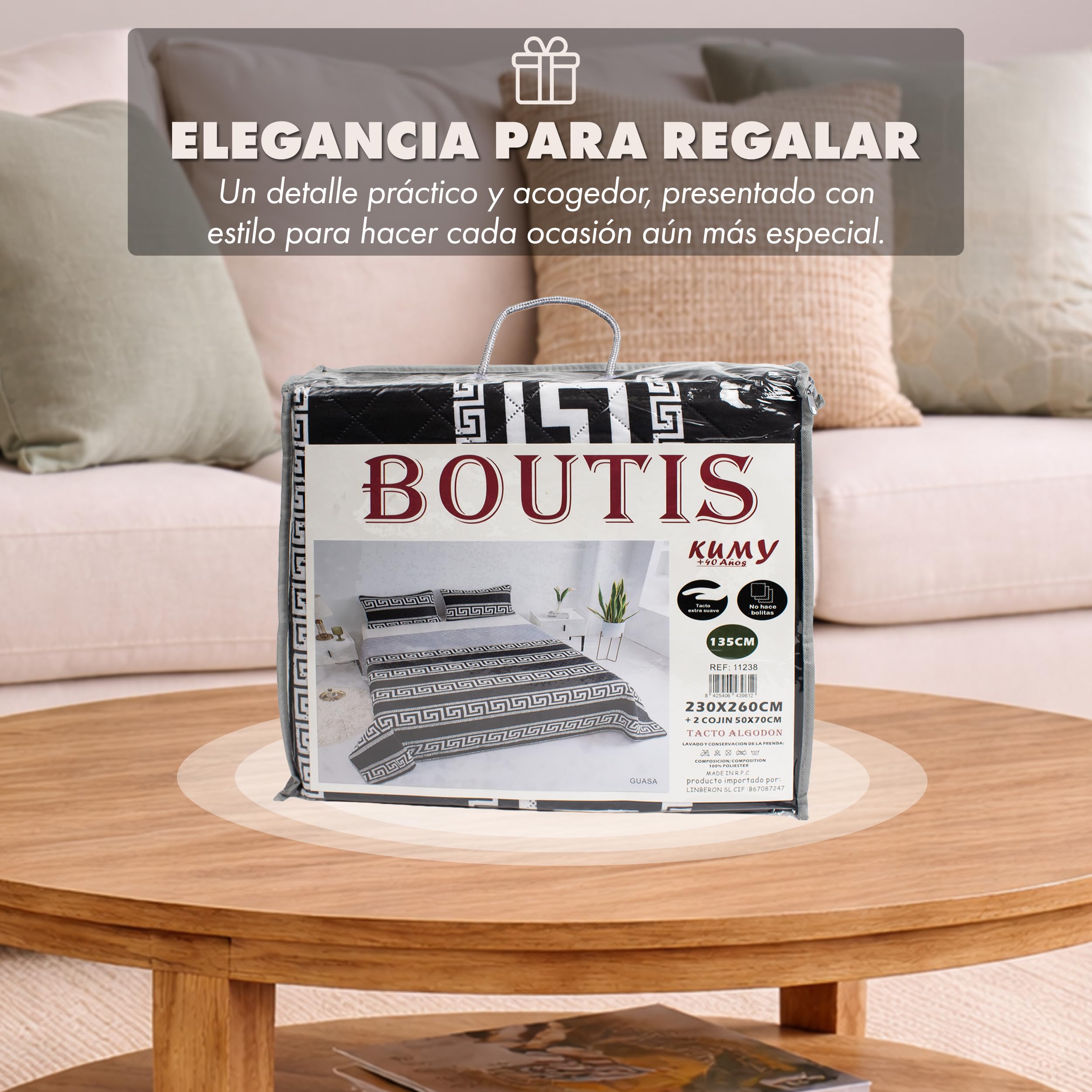 BESCH Colcha Boutis para Primavera y Verano con Diseño Estampado + 2 Funda Cojin 50x70 cm - Cubrecama Ligera Fina Entretiempo Extra Suave y Transpirable (Cama 150, 250x260cm)