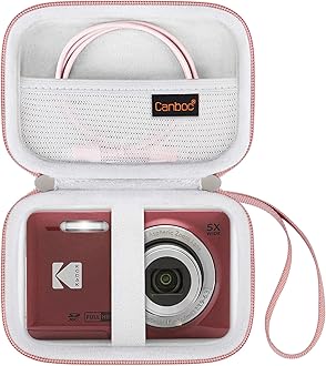 Canboc Hard Case for Kodak PIXPRO Friendly Zoom FZ55 / FZ53 / FZ45 16MP Digital Camera, Mesh Pocket fits SD Card, USB Charging Adapter, USB Cable, Rose Gold