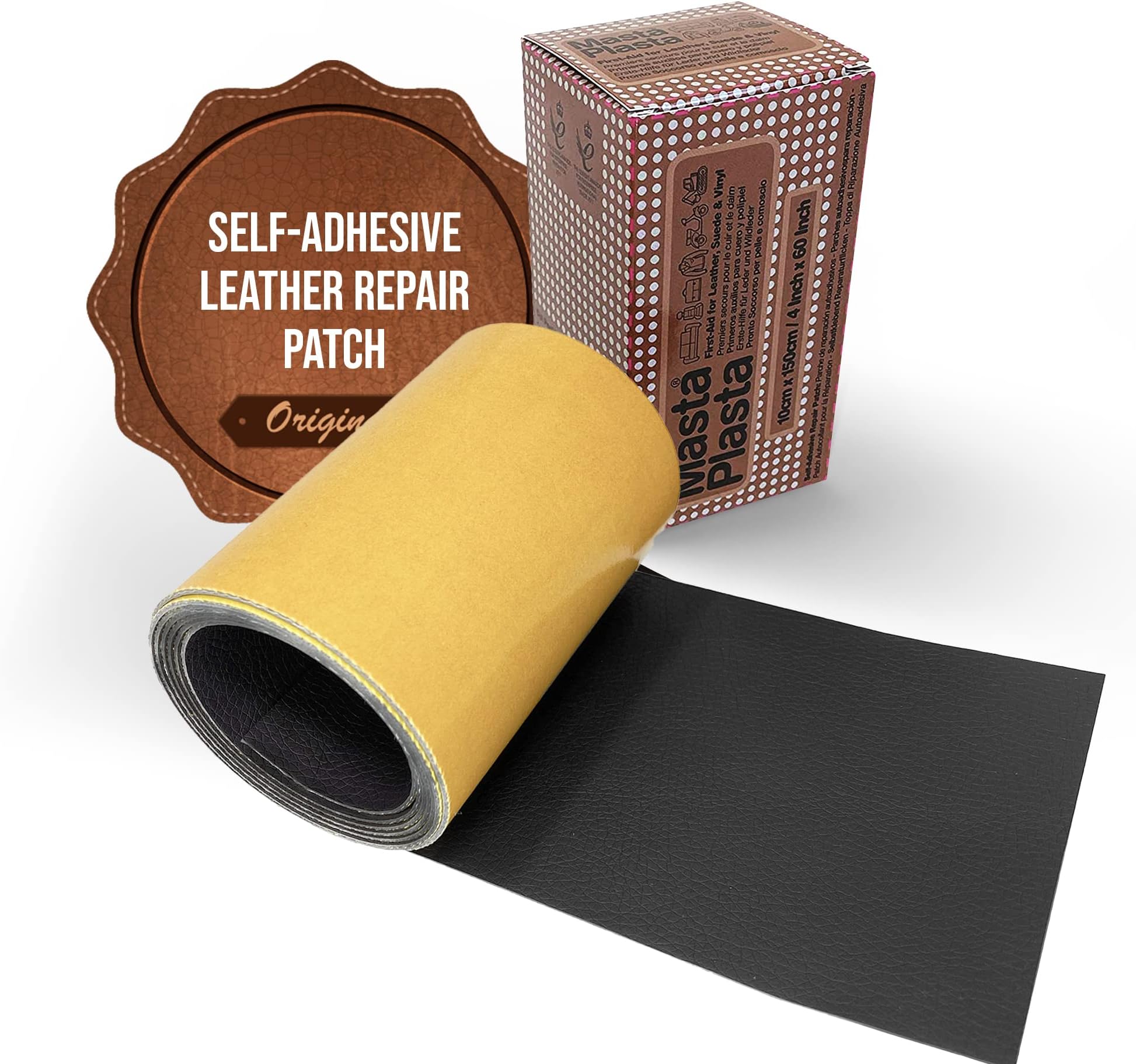 Leather Tape 3X60 Inch SelfAdhesive Genuine Leather Repair Patch for Sofas, Couch, Furniture