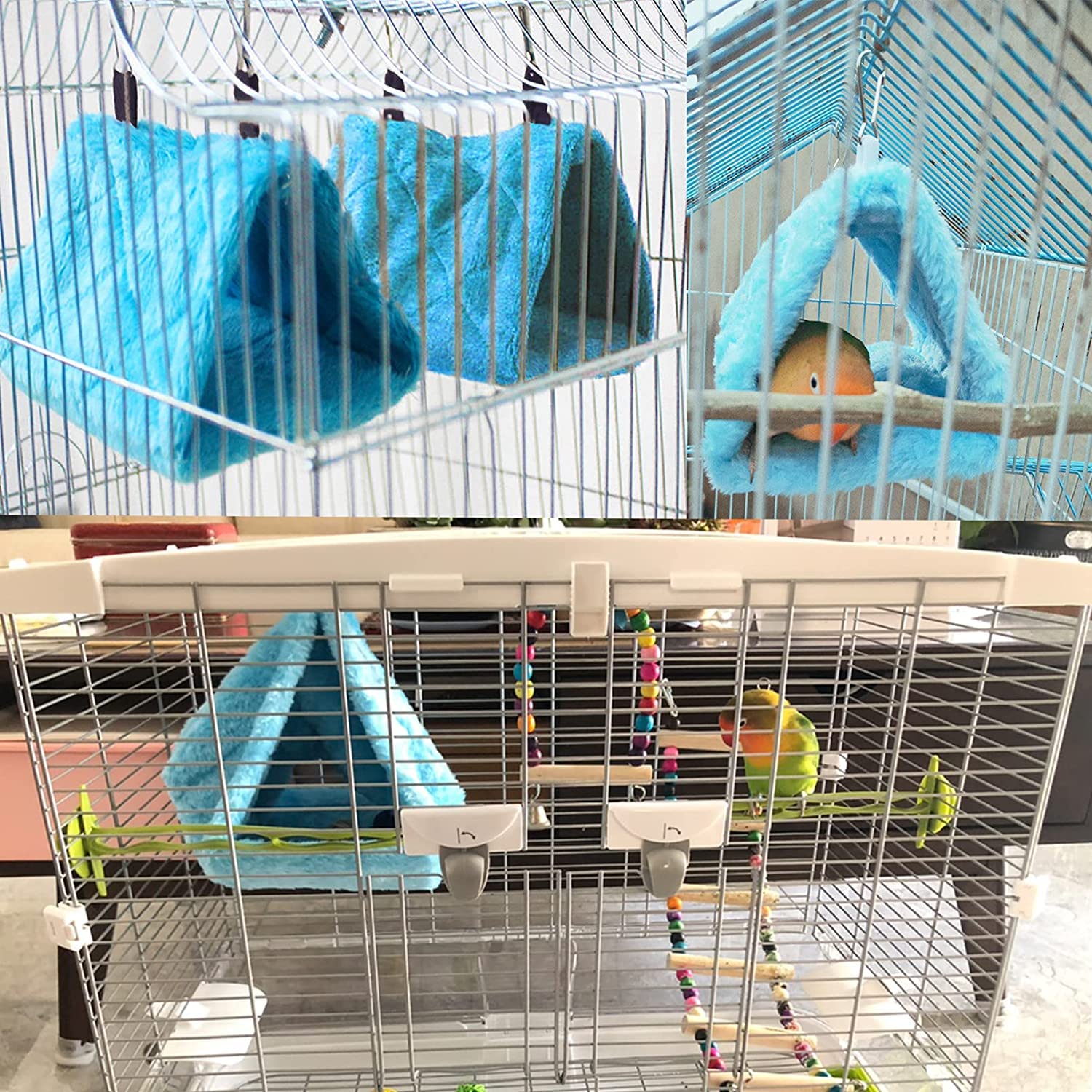 Voarge Nid d'oiseaus, tente de camping pour oiseaux Jouets d'hiver pour animaux de compagnie (S, Gris)