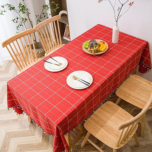 Amazon 長方形テーブル クロス リネン テーブルクロス おしゃれ ギンガムチェック タッセル テーブルクロス コットン リネン タッセル付き テーブルカバー キッチン ダイニング リビング パーティー用 装飾 テーブルクロス オンライン通販