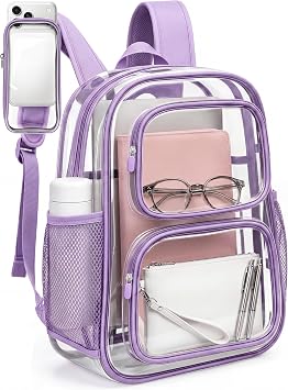 TILYMOL Clear Backpack Stadium Approved, Clear Bag with Phone Pocket, Large | Upgraded PVC+TPU Transparent Backpack with Breathable Shoulder Straps for Airport, Work, Travel, Beach