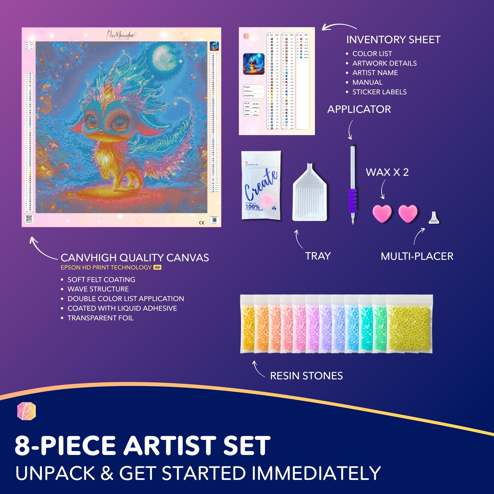 Picmondoo Diamond Painting - Moonlight Dance 50 x 50 cm, RGB, 50 cm x 50 cm - Image 2
