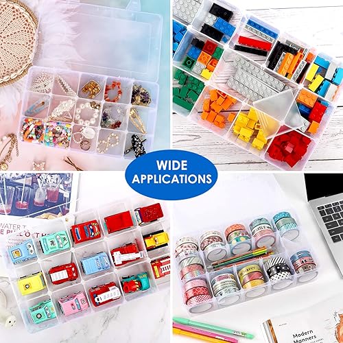 Miniatura 4 de SGHUO Caja de almacenamiento de 15 rejillas para cinta Washi, estuche organizador de plástico transparente para joyas, manualidades, aparejos, 15