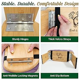 MONK & LLAMA Meditation Bench - Kneeling Bamboo Bench with Foldable Legs & Cushion - Kneeling Stool Ergonomic Bamboo Yoga Bench for Extended Practic