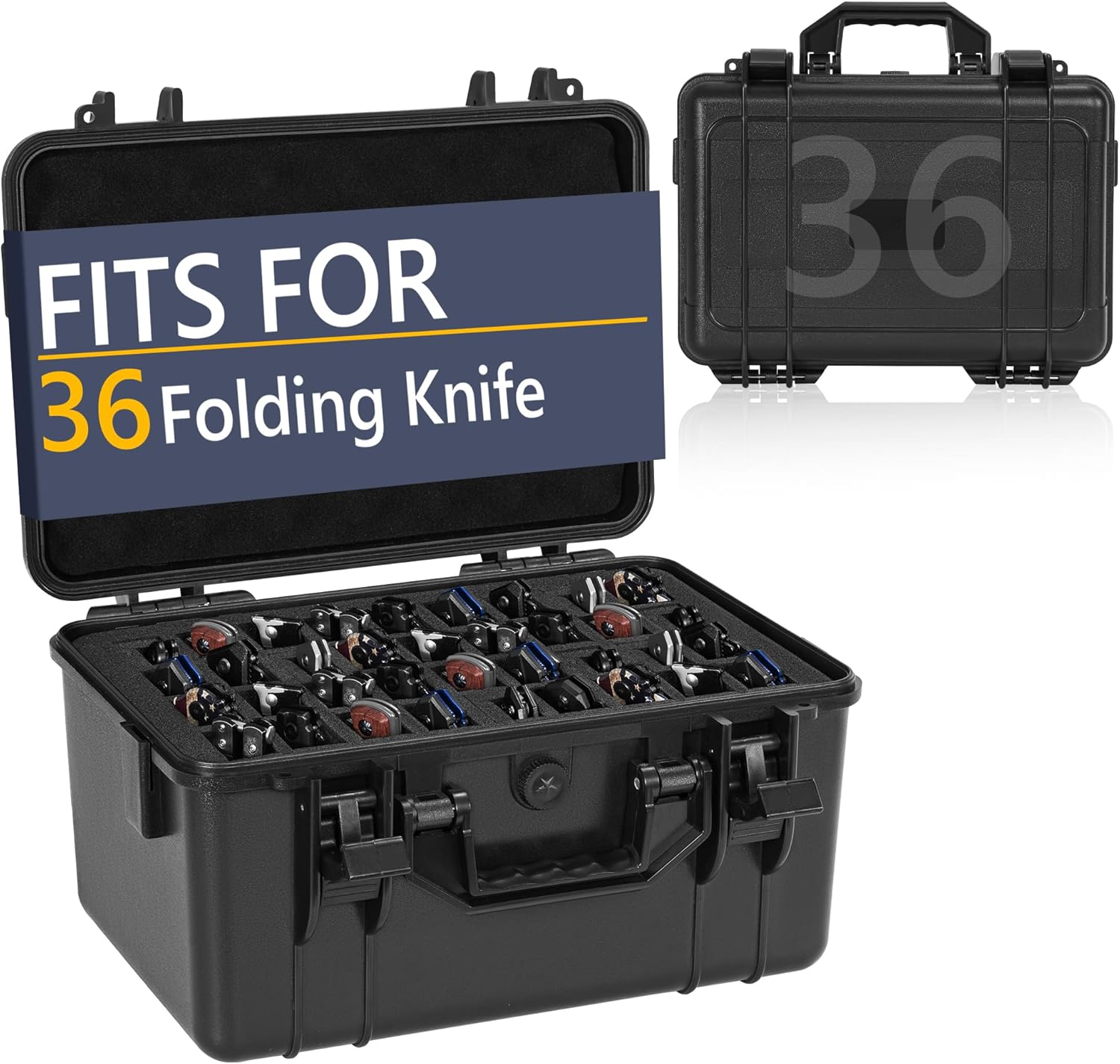 36 Folding Knife Case - Waterproof Knife Storage Organizer Case, Pocket Knife Holder Fits 36 Folding Knives, Swiss Army Knives & Butterfly Knives & More