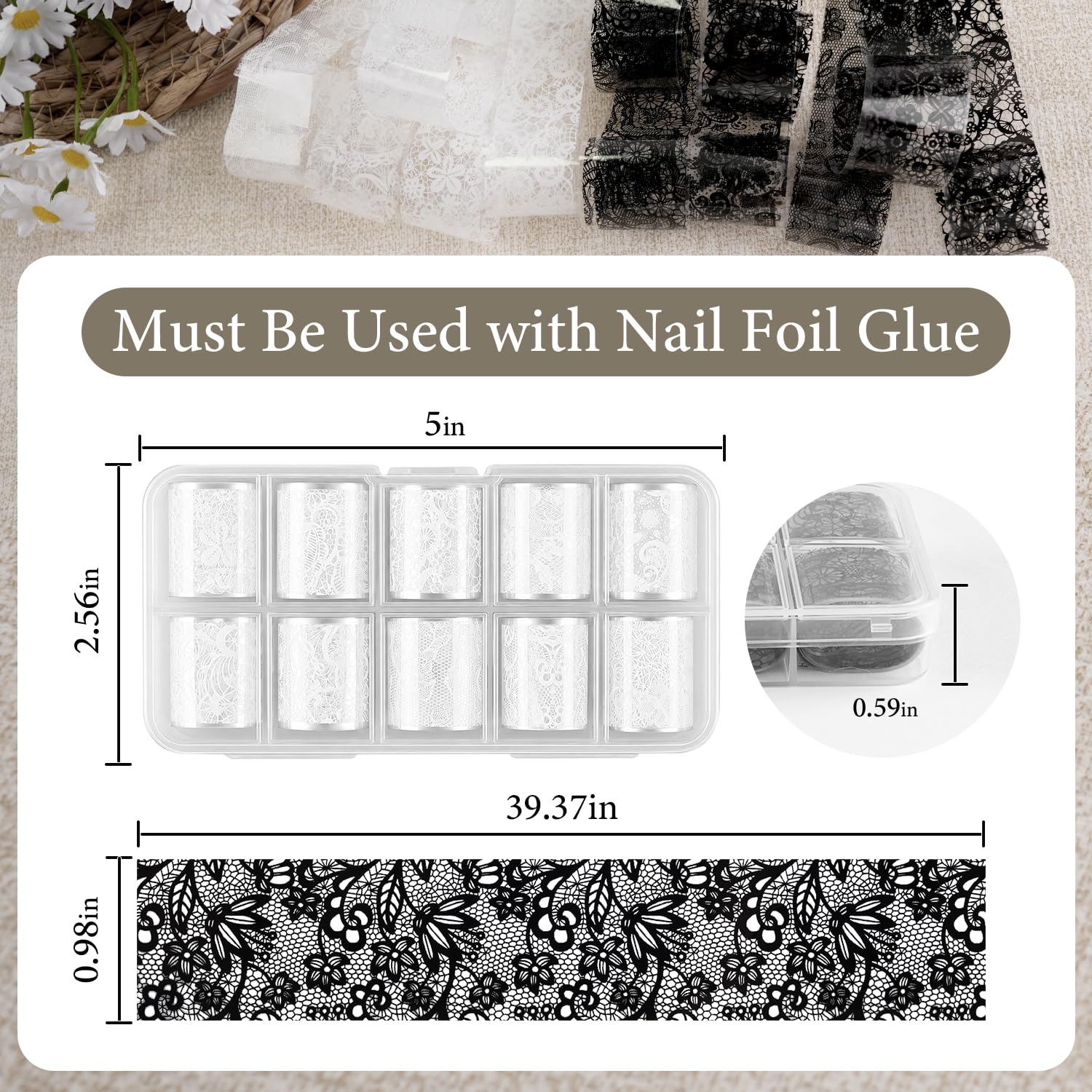 Lace Nail Foils - 20 Rolls for Salon & Home Use -9