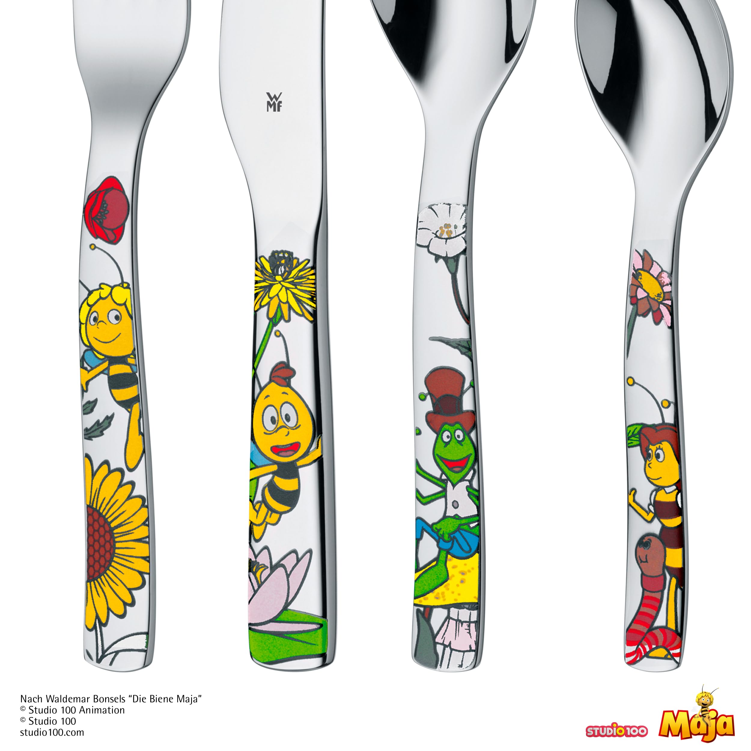Posate per bambini WMF L'Ape Maia con incisione del nome - bellissimo set di posate per bambini - regali di battesimo personalizzati con incisione, idee regalo per bambine e bambini dai 3 anni