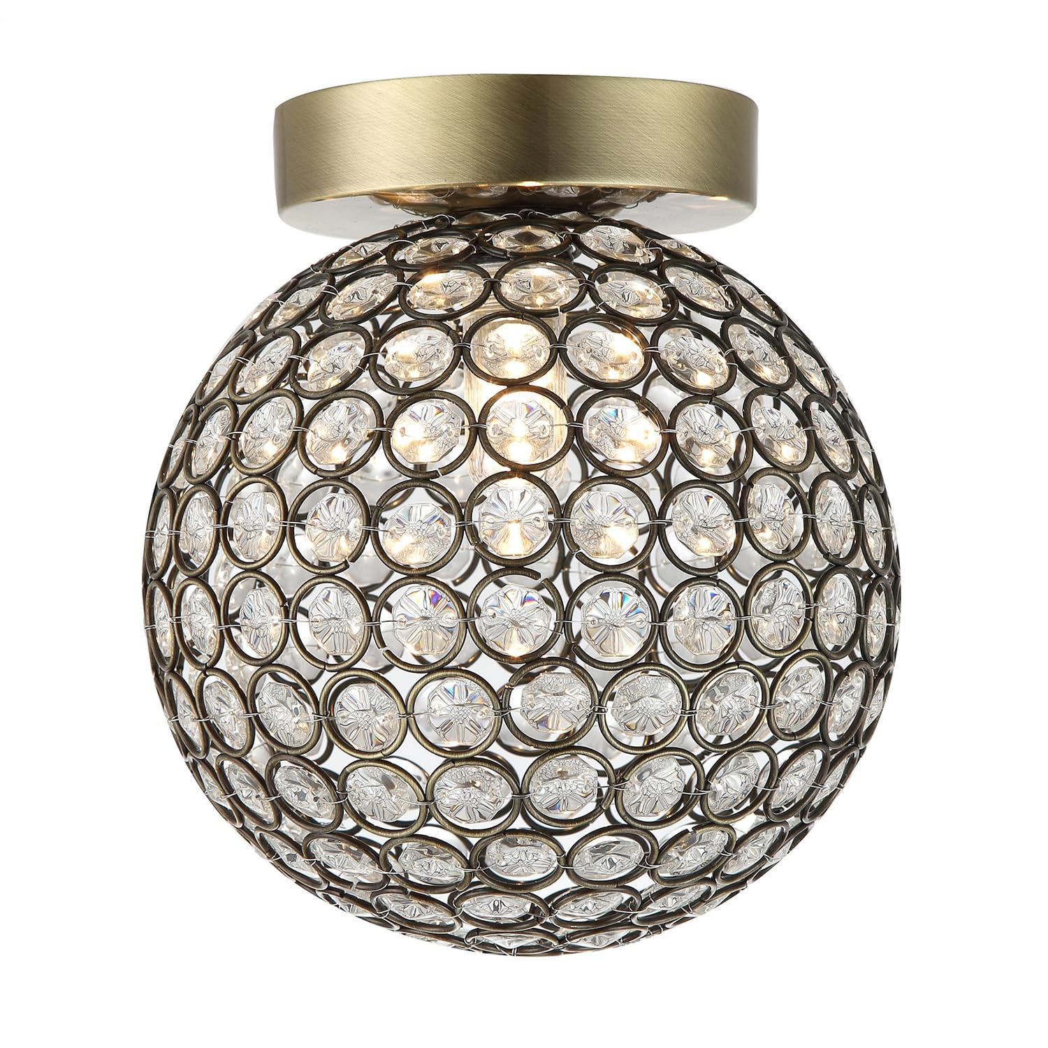 Happy Homewares Modern Antique Brass And Clear Beaded Glass Ip44 Rated Bathroom Ceiling Light from B&Q