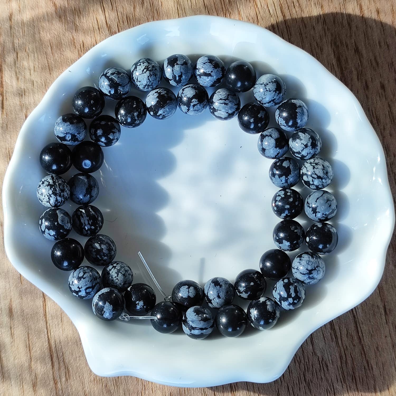 Natural Black Lava Stone Hematite Agates Jaspers Turquoises Bead Round Loose Spacer Beads for Jewelry Making DIY Bracelet 4-12mm - (Color: Alabaster/Item Diameter: 8mm 46pcs Beads)