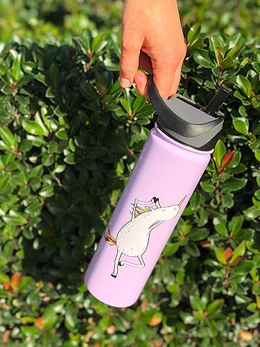 Miniatura 7 de Involve & Evolve Botella de agua aislada con 2 tapas (tapa con pajilla) reutilizable de doble pared de boca ancha de acero inoxidable para niños,