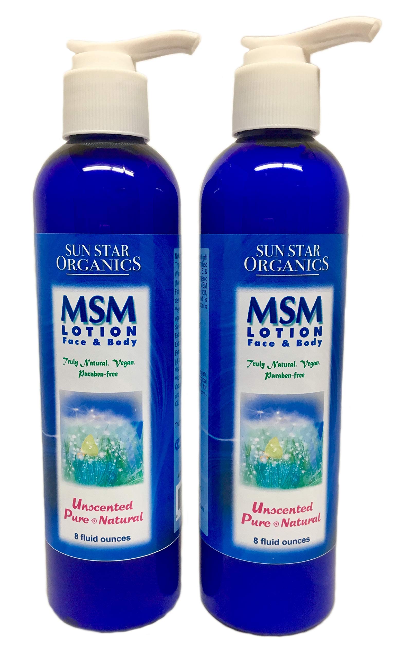 Unscented, Chemical-free MSM (Methylsulfonylmethane) Pure & Natural Lotion - 8oz - 2 PACK