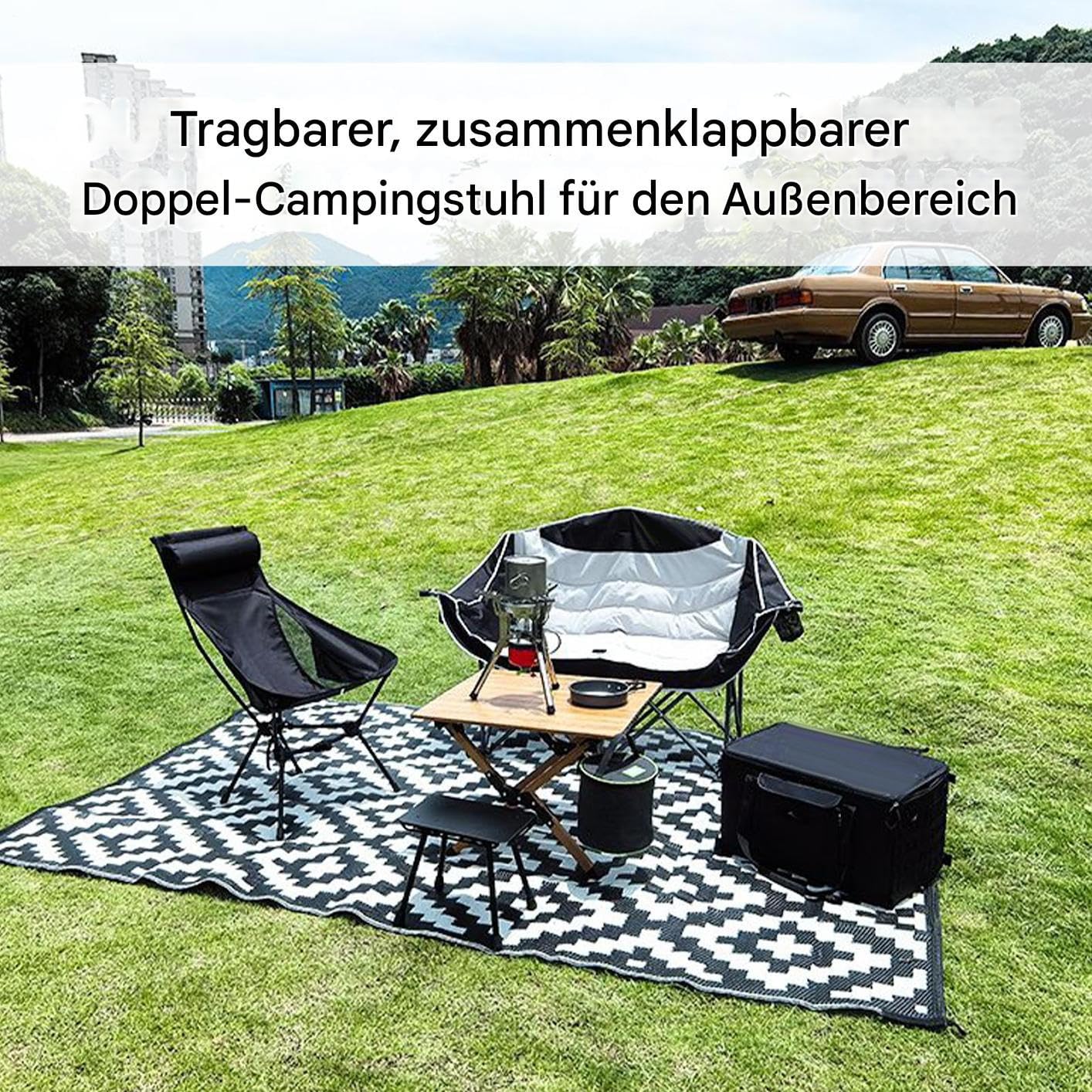 Silla De Camping Doble Sillón Exterior Plegable Resistente