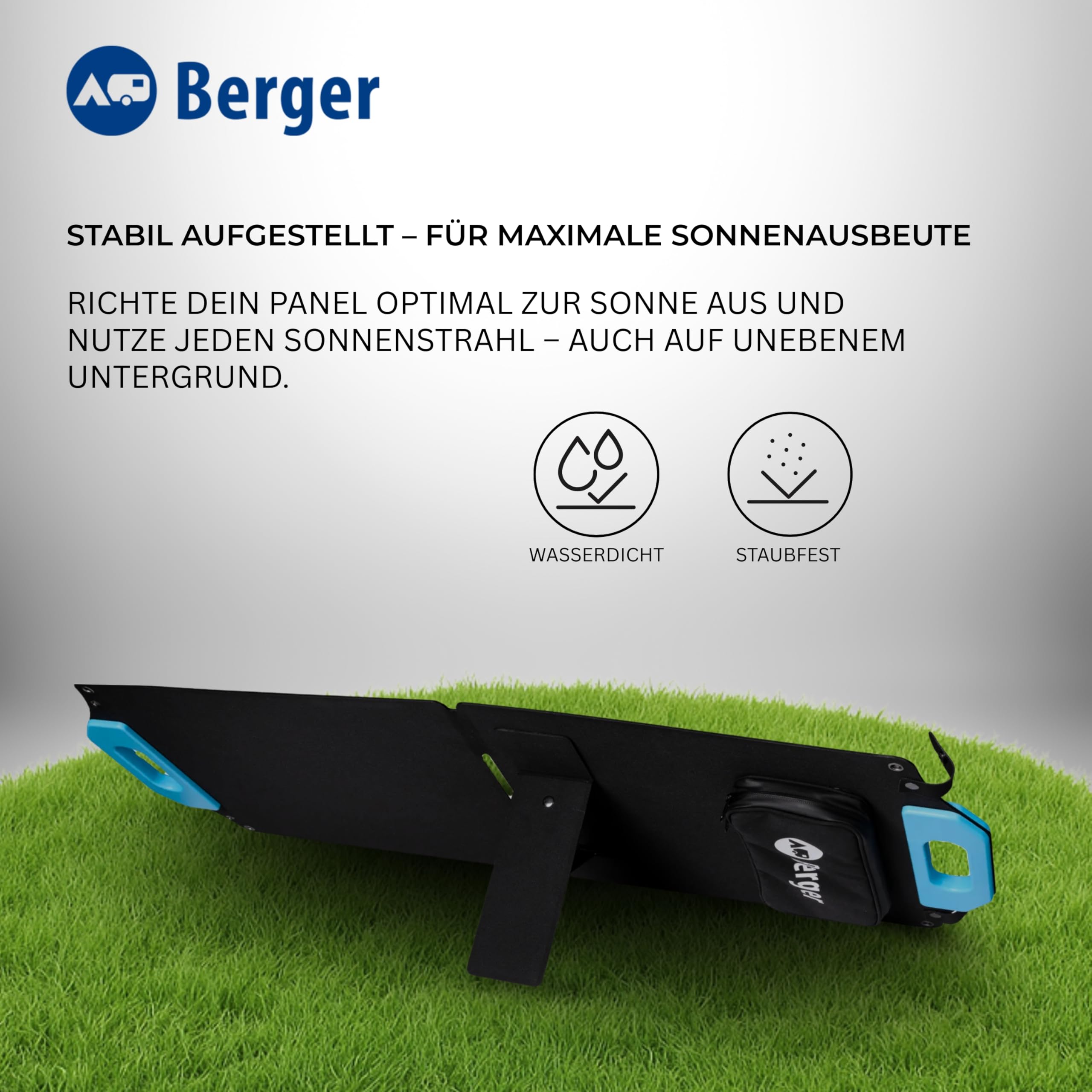BERGER faltbares Solarpanel Monokristallines 60W bis 300W Solarmodul für Camping Outdoor Powerstation Batterie