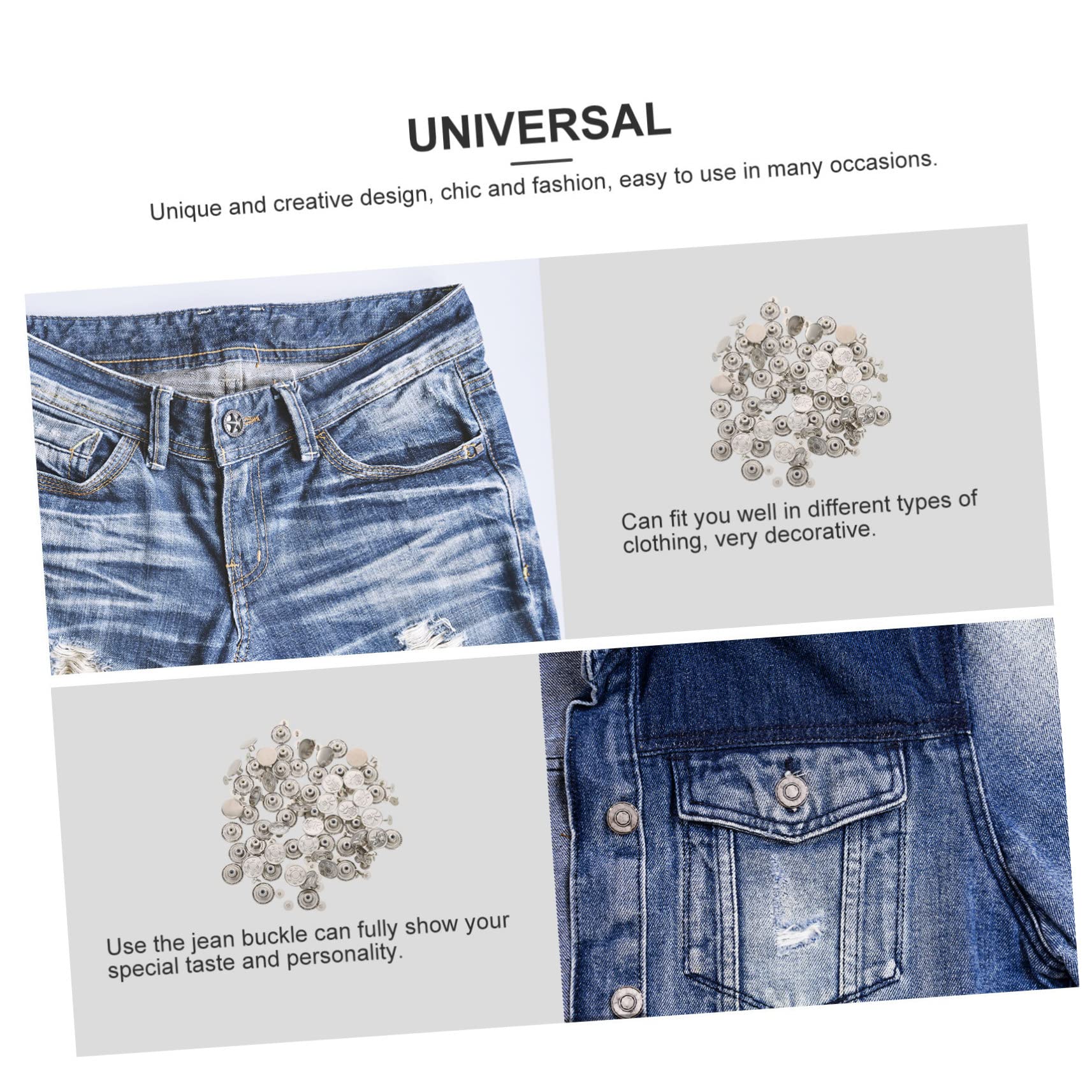 SHINEOFI 240pezzi Bottoni Per Pantaloni Chiusure Regolabili Per Vita Jeans Design Senza Chiodi Facili Da Installare e Rimuovere Per Adulti