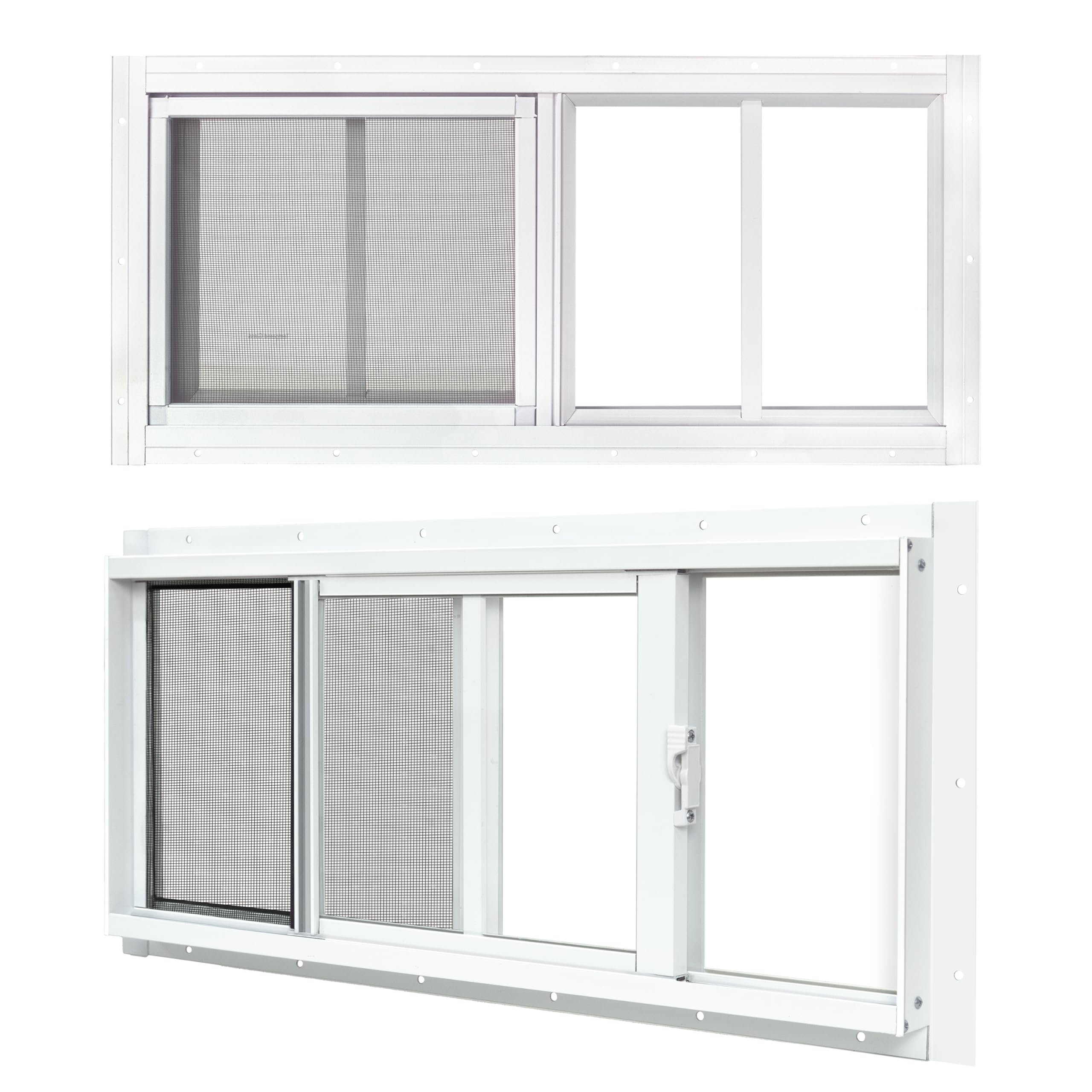 BOBIBAN 2 Pack Shed Windows, 10"x 18" White Sliding Window Suitable for Chicken Coop, shed, Household, Barn - Transom Window with Tempered Glass and Fiberglass Screen(WH,10''x 18'')