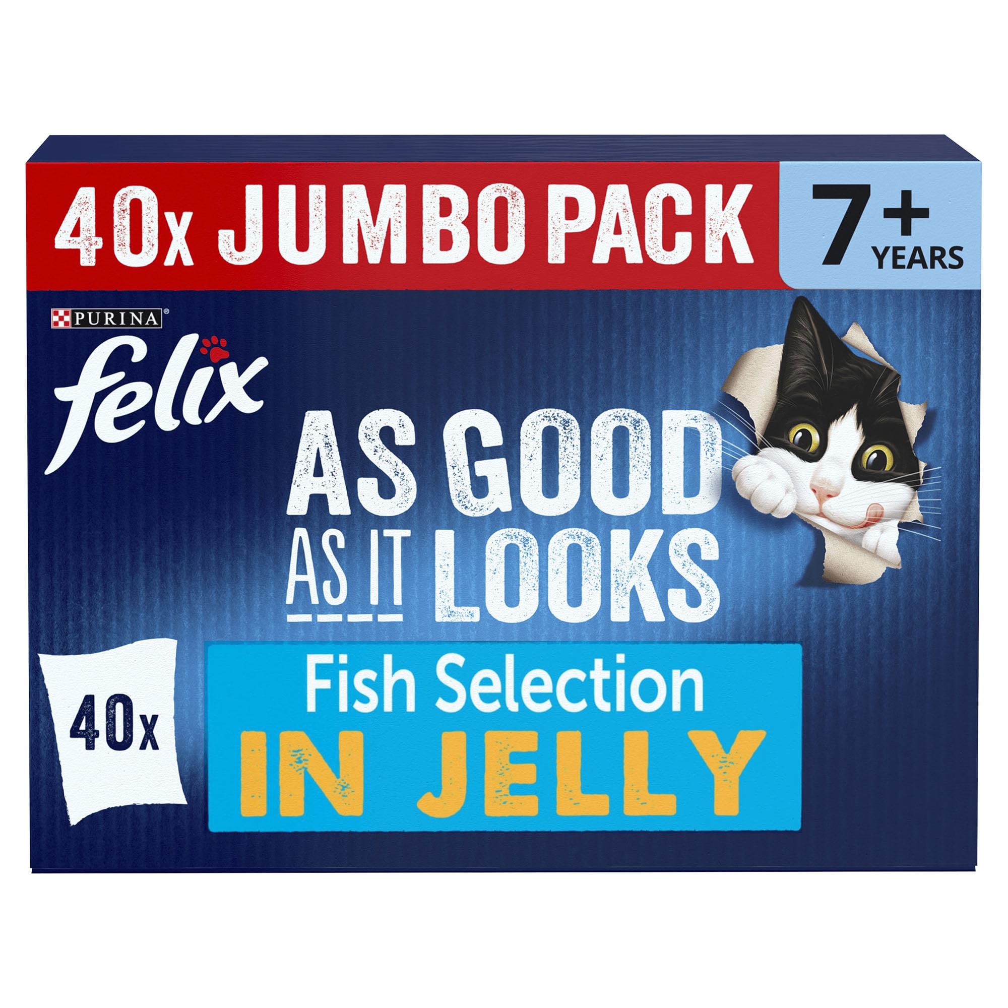 Felix Senior 7+ Wet Cat Food Fish Selection In Jelly 40X85G