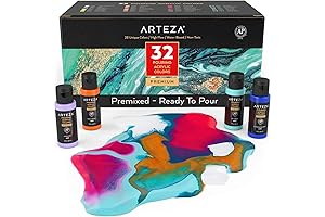 ARTEZA Acrylic Pouring Paint Set of 32, 2 ounce Bottles