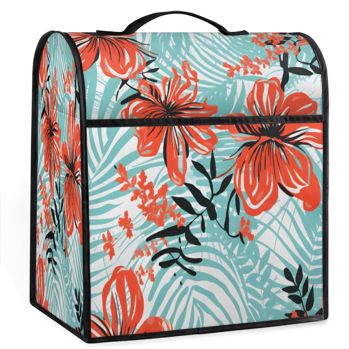 Coffee Maker Cover Tropical Leaf Flower Kitchen Appliance Covers Small Appliance Covers Blender Cover Juicer Cover Dust Covers for Kitchen Appliances with Top Handle and Pockets,Washable,C781