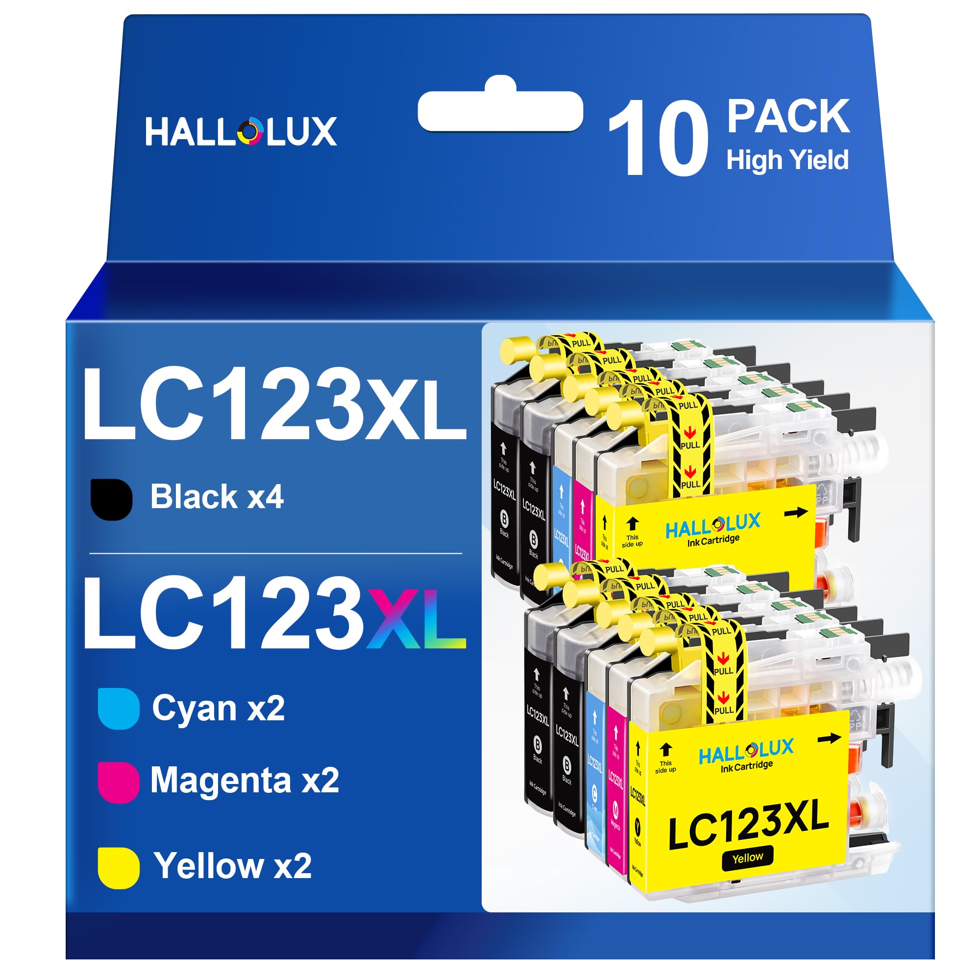 HALLOLUX LC123XL Patronen LC123 Kompatibel für Brother LC123 XL Druckerpatronen LC-123 für Brother MFC-J4410DW MFC-J6920DW DCP-J4110DW MFC-J6720DW DCP-J552DW MFC-J6520DW MFC-J870DW (10er-Pack)