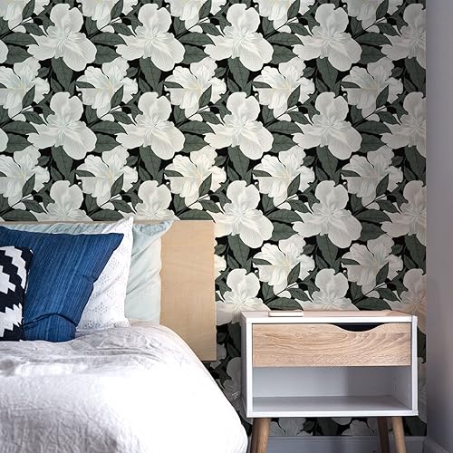 Miniatura 2 de Papel tapiz autoadhesivo con diseño floral, apto para inquilinos, 17.7 pulgadas x 9.8 pies, papel tapiz temporal para apartamentos, baño, papel