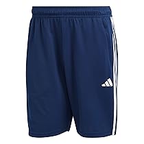 adidas Uomo Train Essentials piqué 3-Stripes Training Shorts, Dark Blue, White, S