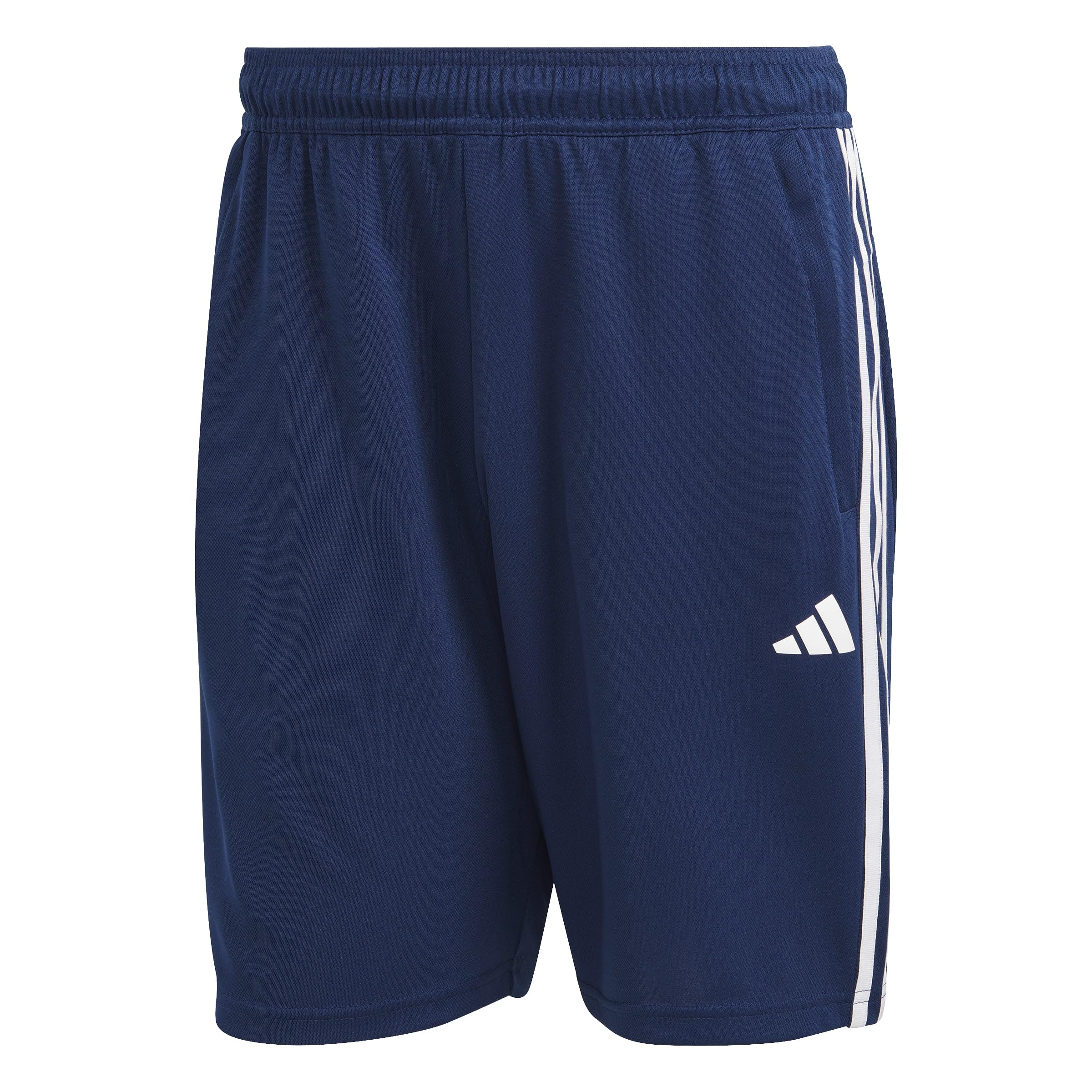adidas Men's Train Essentials Piqué 3-Stripes Training Shorts, Dark Blue/White, M