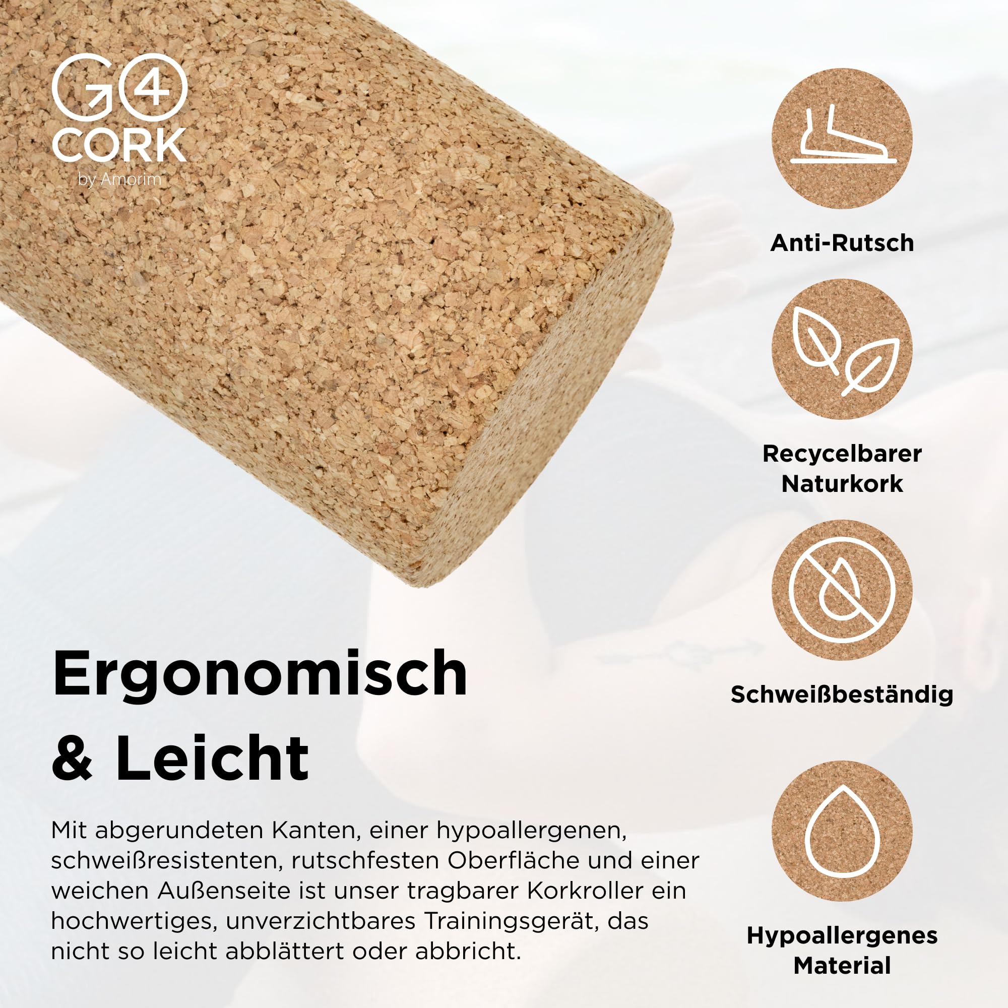 Go4Cork Premium Yogablock aus Kork für Yoga, Pilates & Meditation | rutschfest, hypoallergen, nachhaltig, ungiftig Yoga Block