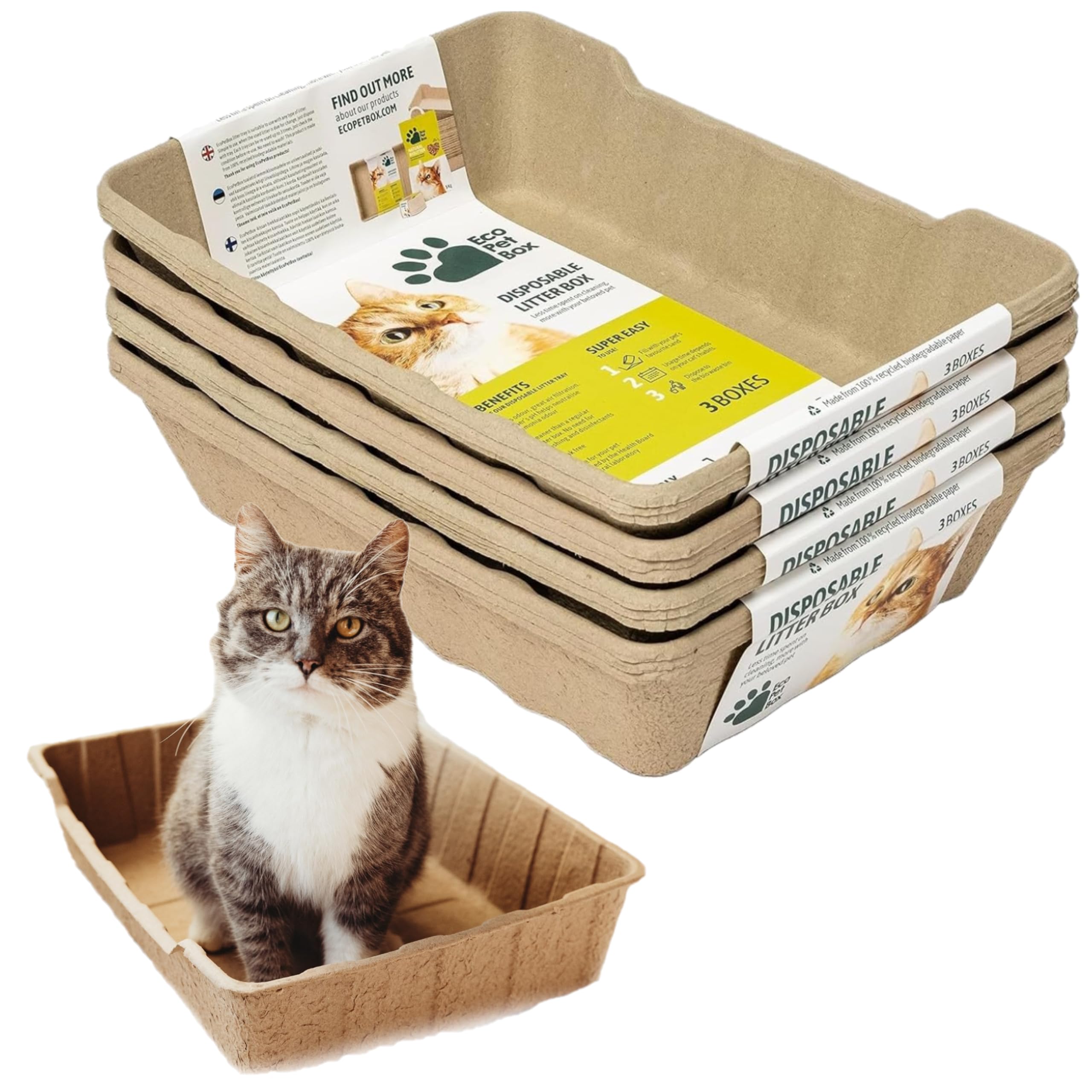 Disposable Cat Litter Tray - Eco Friendly, Biodegradable, Liquid-Proof - 10 Pack - No Mess, No Odor - Ideal for Travel & Home โ image 1